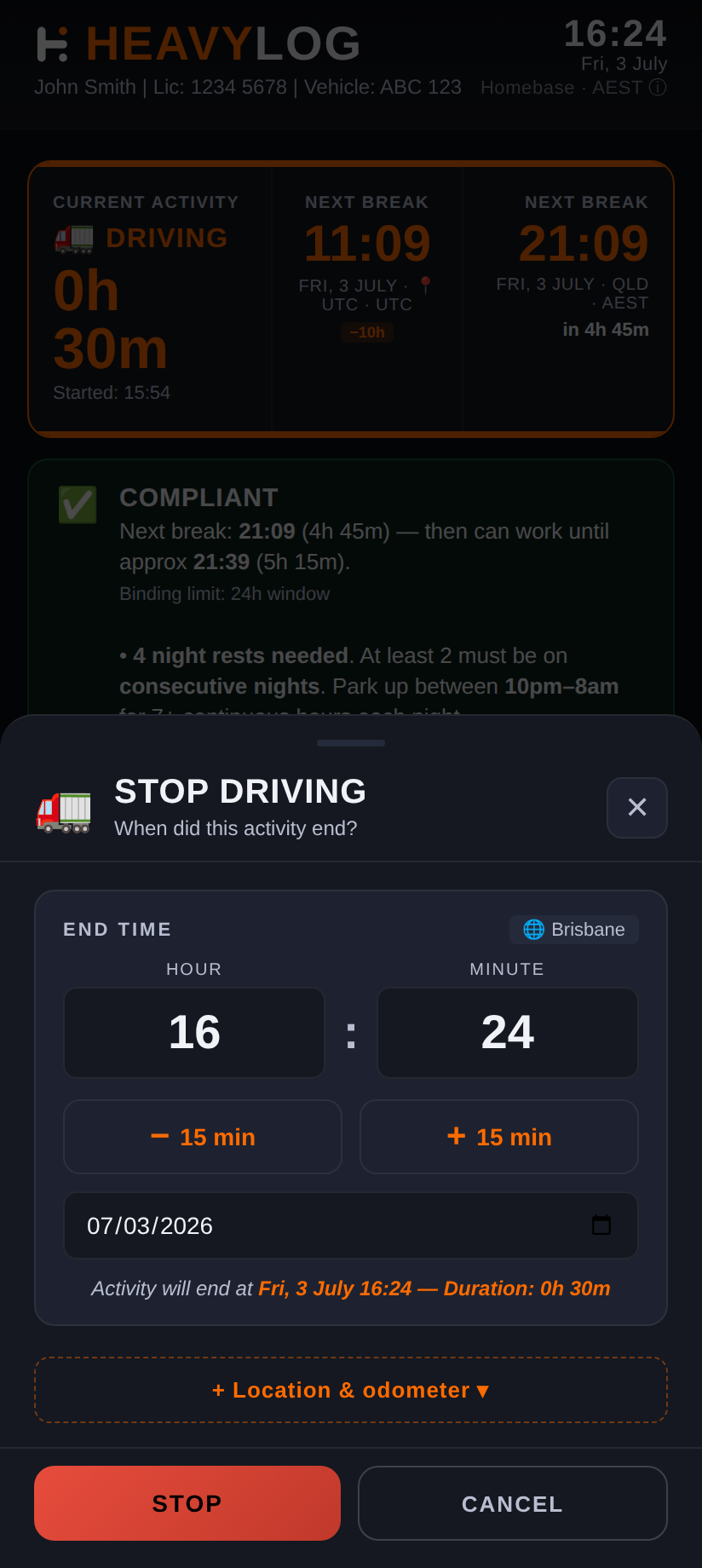 Activity details fields